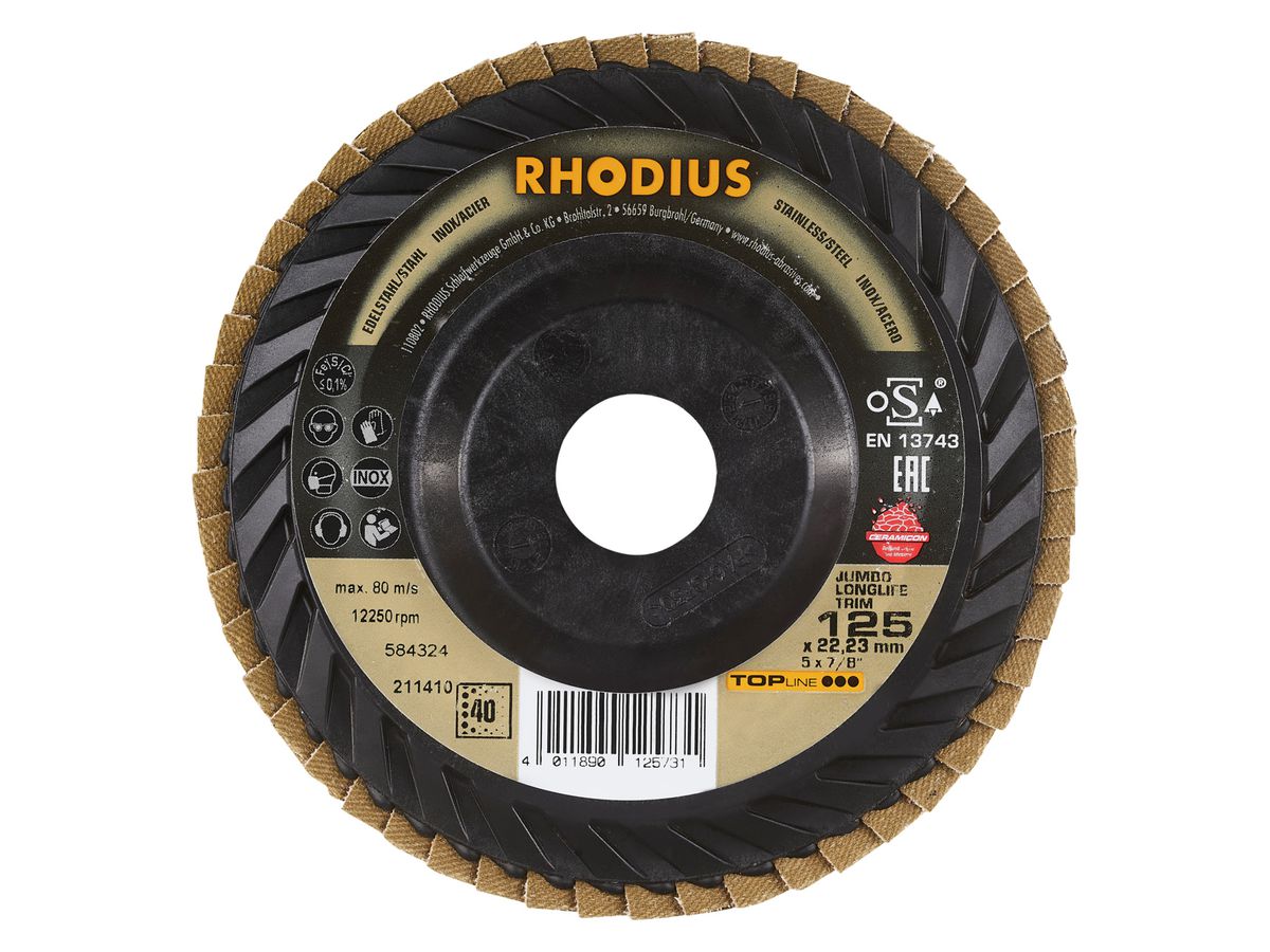 RHODIUS Lamellenschleifscheibe Jumbo Longlife Trim 125mm K40
