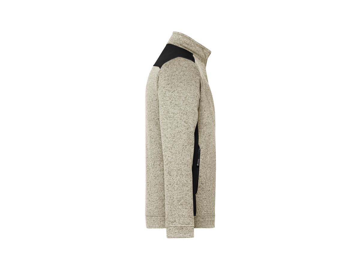 JN Herrenfleece Jacke JN862 stone-melange/black, Größe 5XL