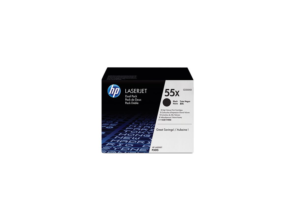 HP Toner CE255XD 55X 12.500Seiten schwarz 2 St./Pack.