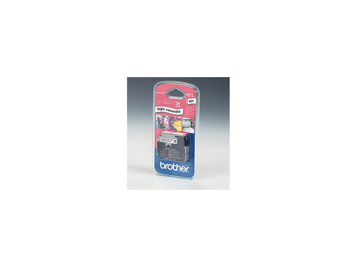 P-touch Schriftbandkassette MK221BZ 9mmx8m unlaminiert sw auf ws