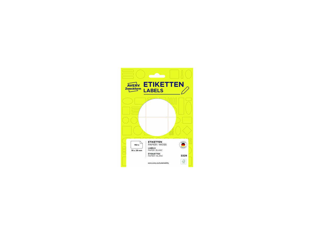 Avery Zweckform Vielzwecketikett 3329 76x39mm weiß 192 St./Pack.