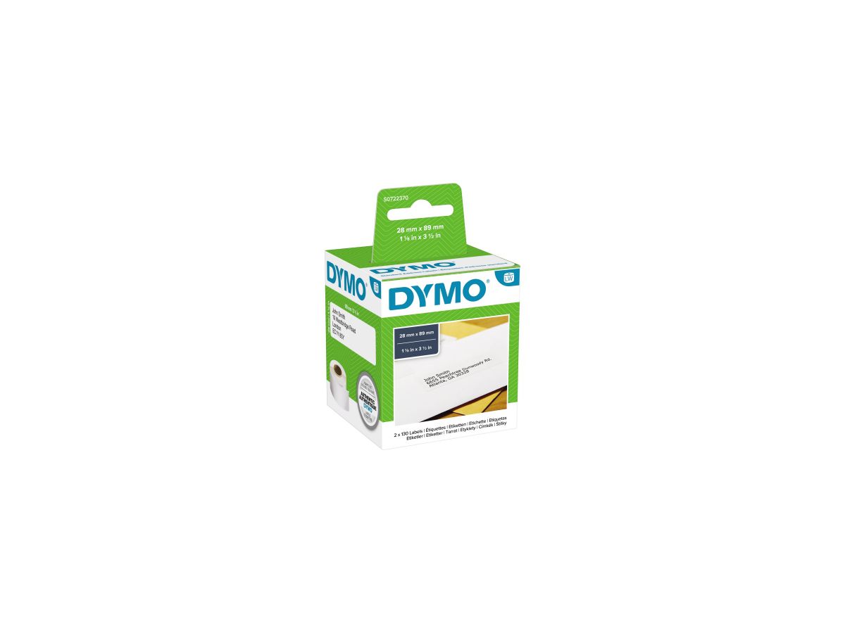 DYMO Adressetikett S0722370 89x28mm ws 2x130 St./Pack.