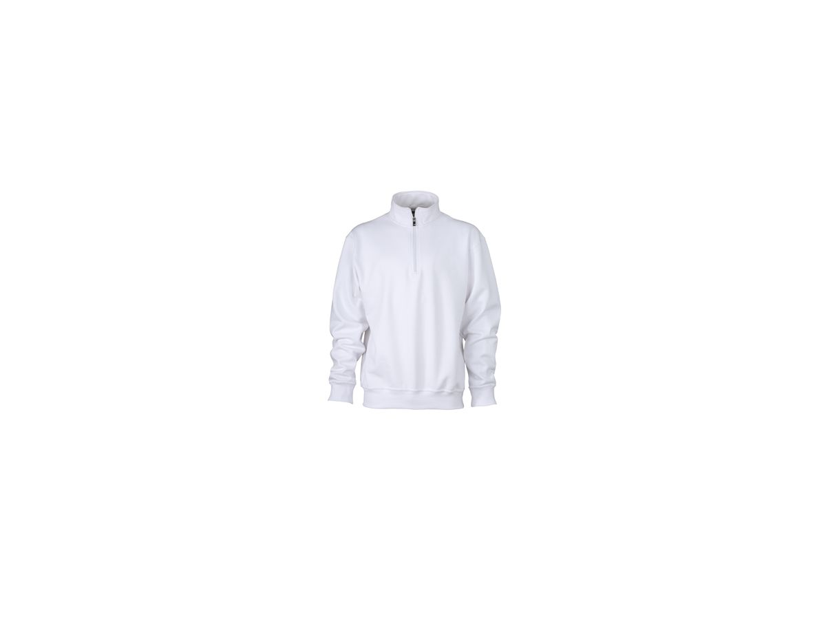 JN Workwear Half Zip Sweat JN831 70%BW/30%PES, white, Größe 5XL