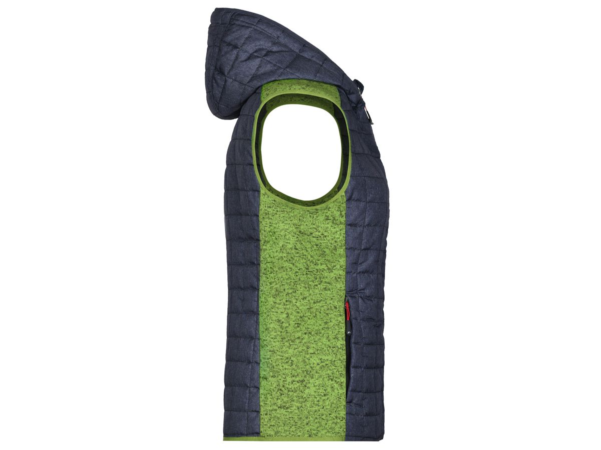 JN Ladies' Knitted Hybrid Vest JN767 kiwi-melange/anthracite-melange, Größe S