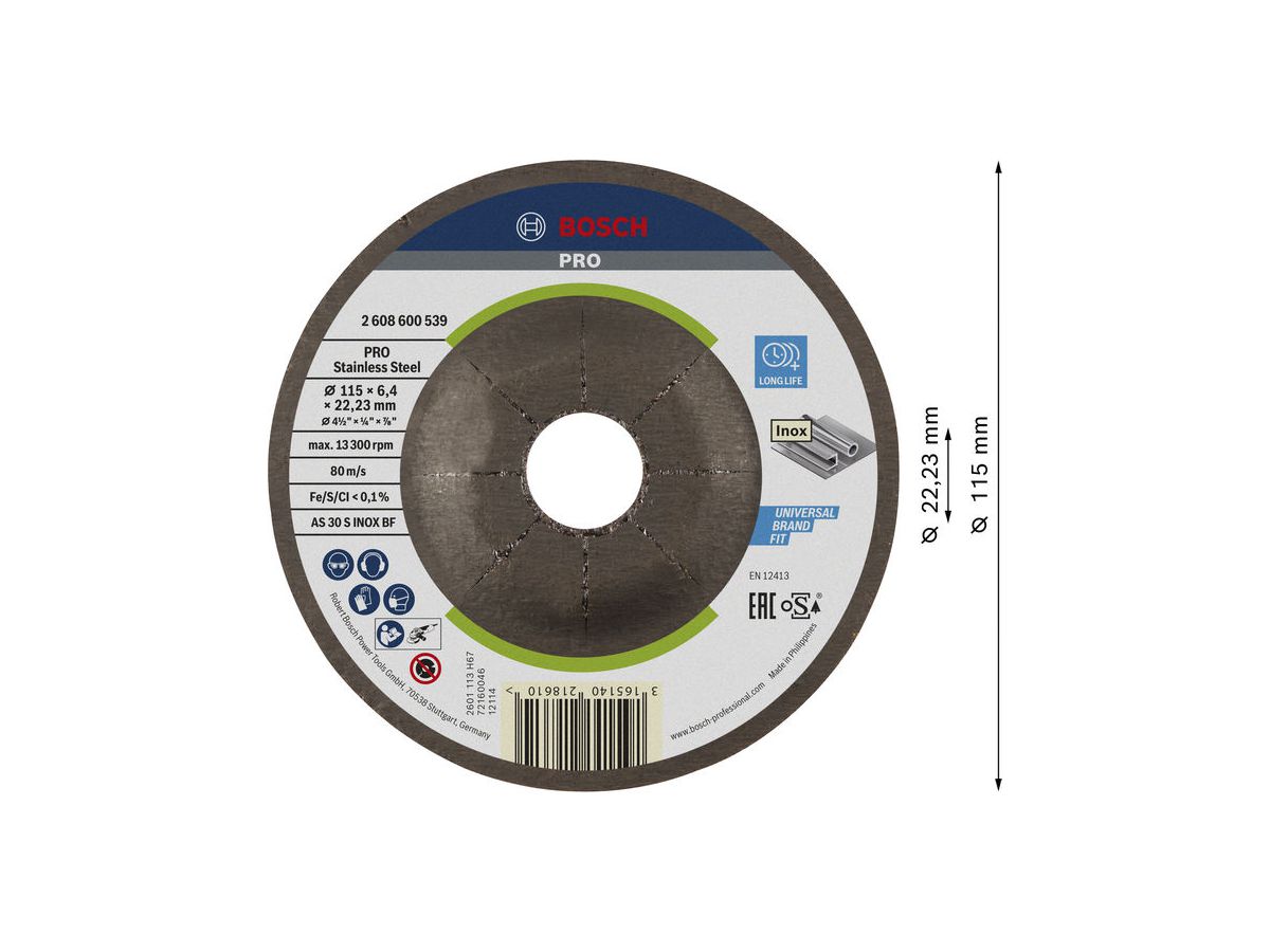 SCHRUPPSCH.115X6 MM F.INOX