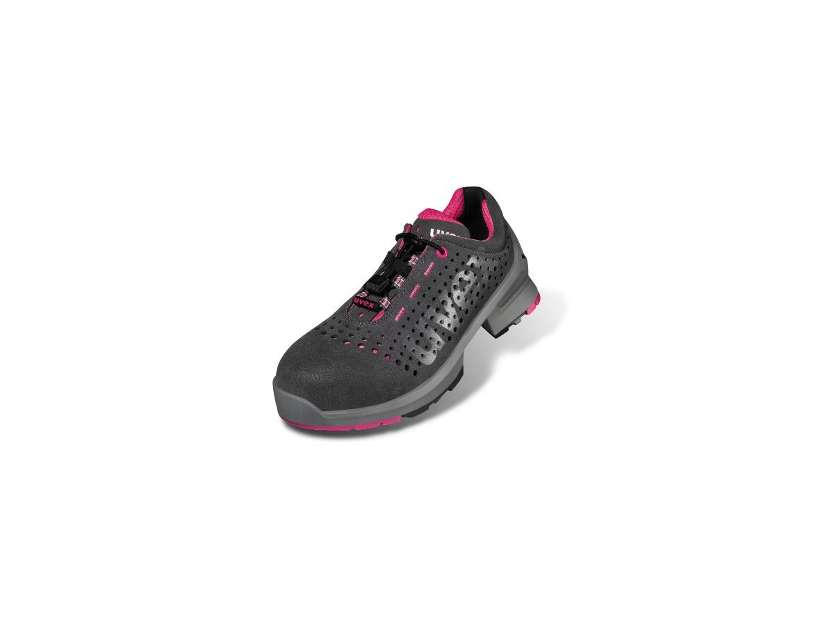 UVEX 1 Damen Sicherheits-Halbschuh S1 Gr. 40, grau/pink, 8561.7, Weite 10