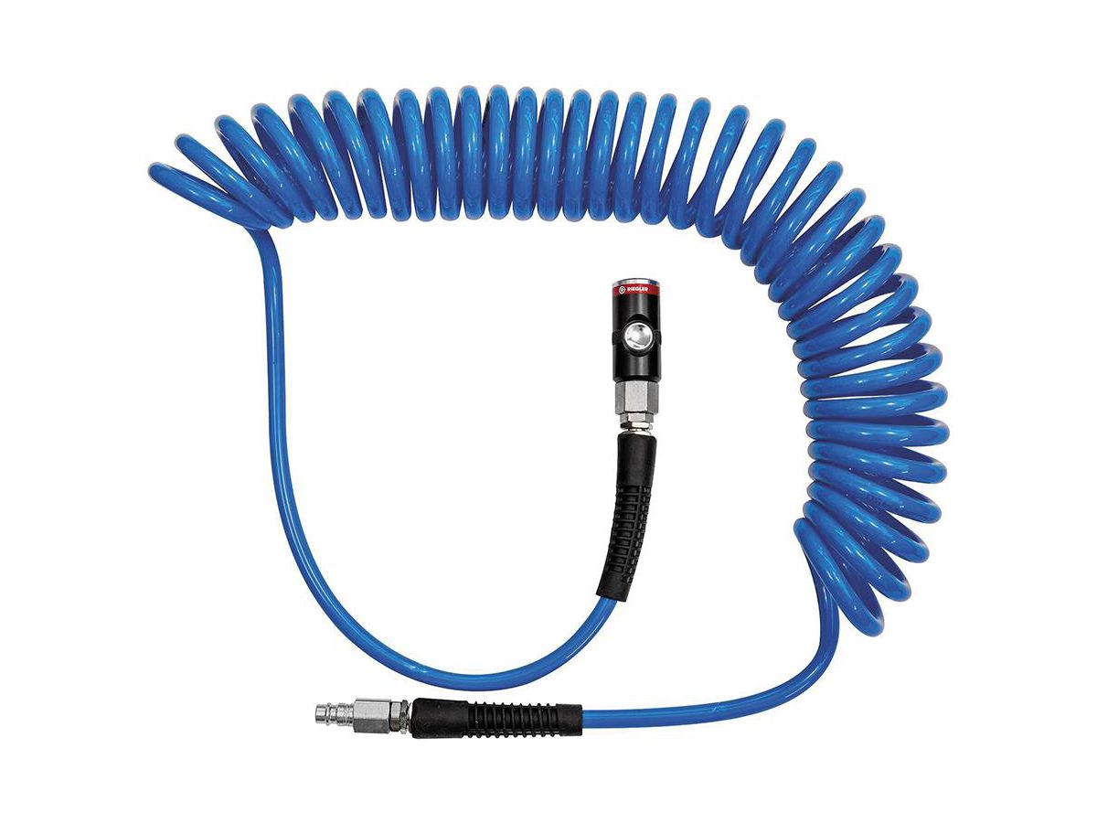 RIEGLER Spiralschl. PU blau, 10m, NW7,4 Stecker u. Sicherheits-Kupplung 10x6,5mm