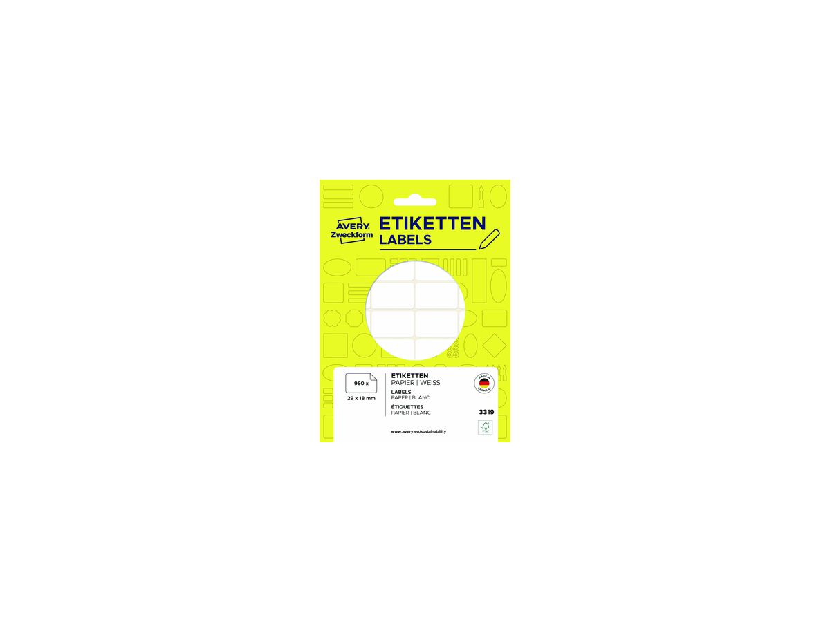 Avery Zweckform Vielzwecketikett 3319 29x18mm weiß 960 St./Pack.