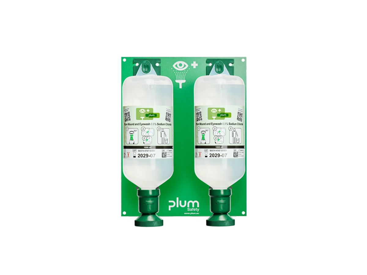 PLUM Augenspülstation Maxi Natriumchloridlösung, 2 Flaschen 1000ml