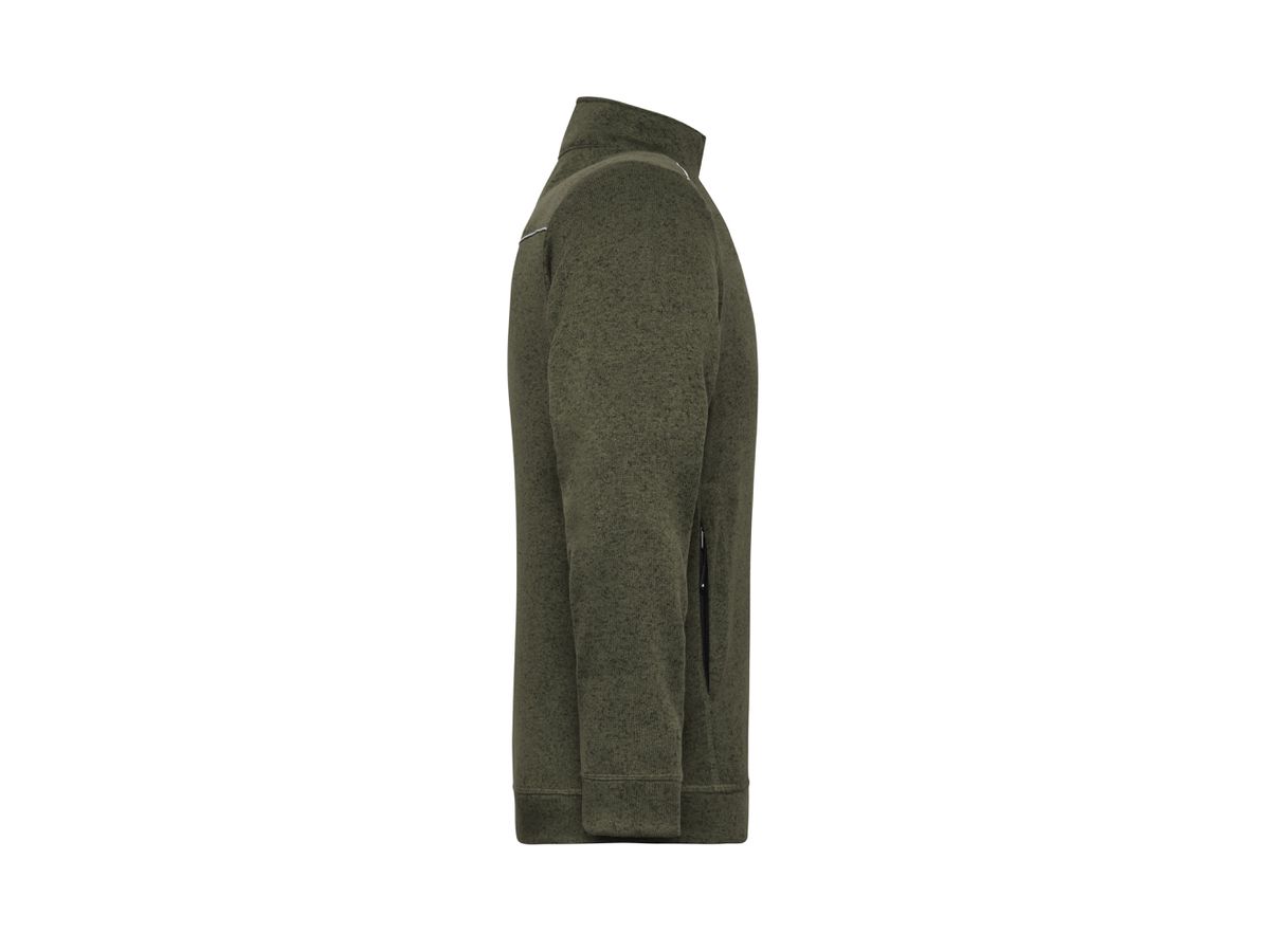 JN Herren Strickfleece-Jacke JN898 olive-melange/black, Größe XL