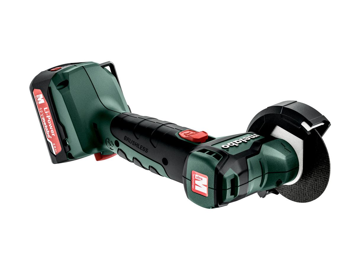 METABO Winkelschleifer PowerMaxx CC12BL 12V 2x2Ah Li-Ion + SC 30,  Koffer