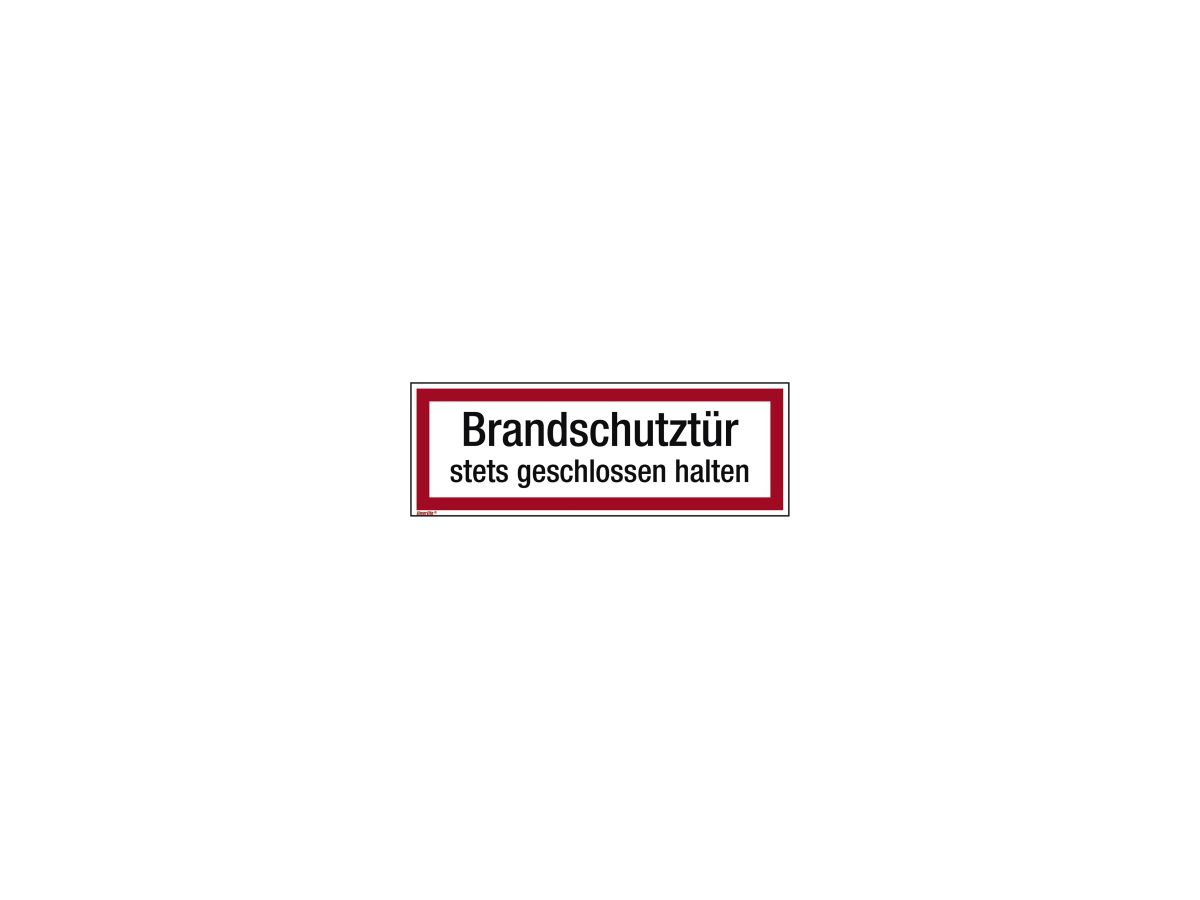 Hinweisschild Brandschutztür 297x105mm Folie