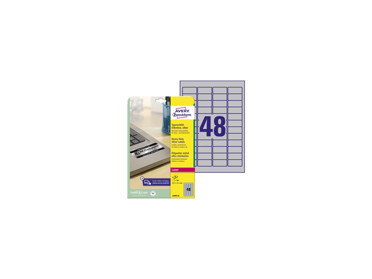 Avery Zweckform Typenschildetikett L6009-20 45,7x21,2mm 960 St./Pack.