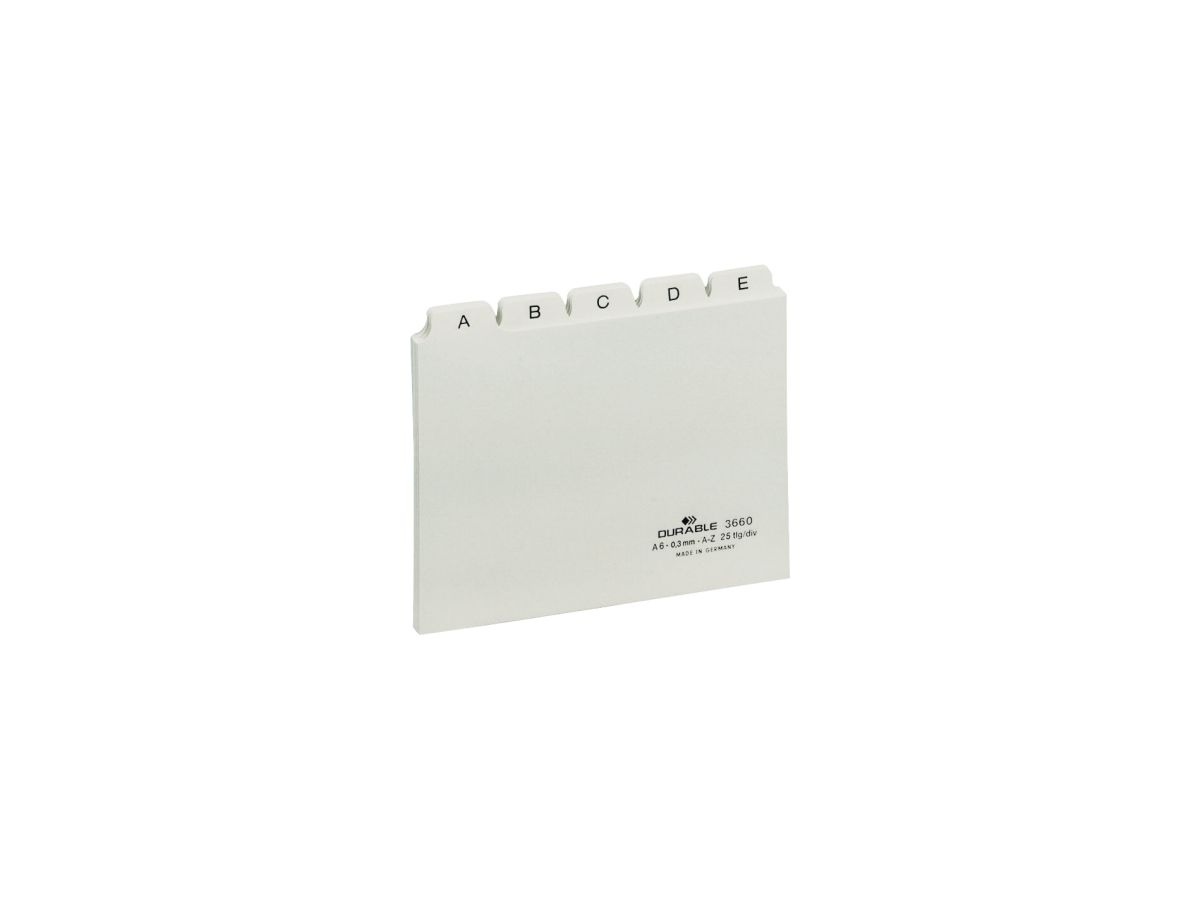 DURABLE Leitkarte 366002 DIN A6 quer A-Z Kunststoff weiß
