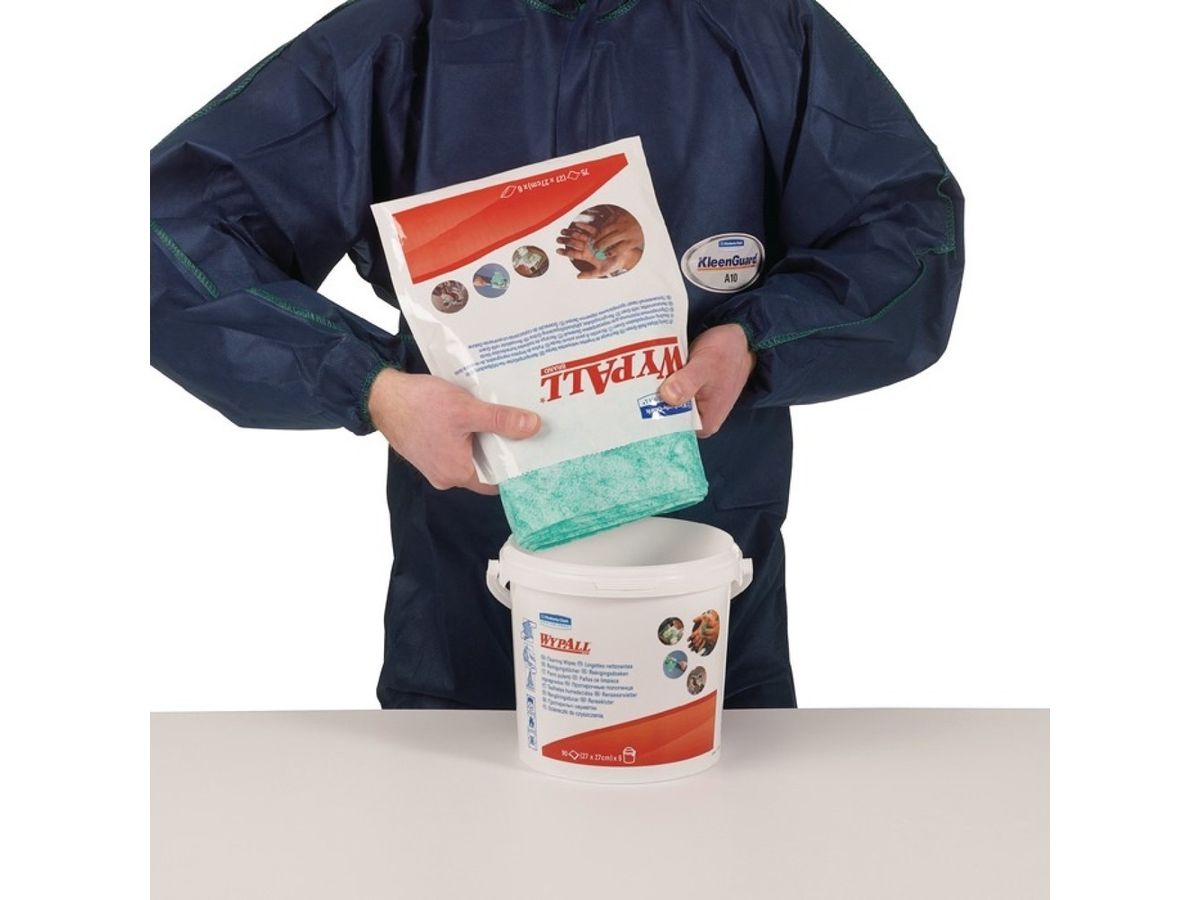 WYPALL Reinigungstücher 7775 im Spendereimer, 90 Tücher, 27x27 cm, grün