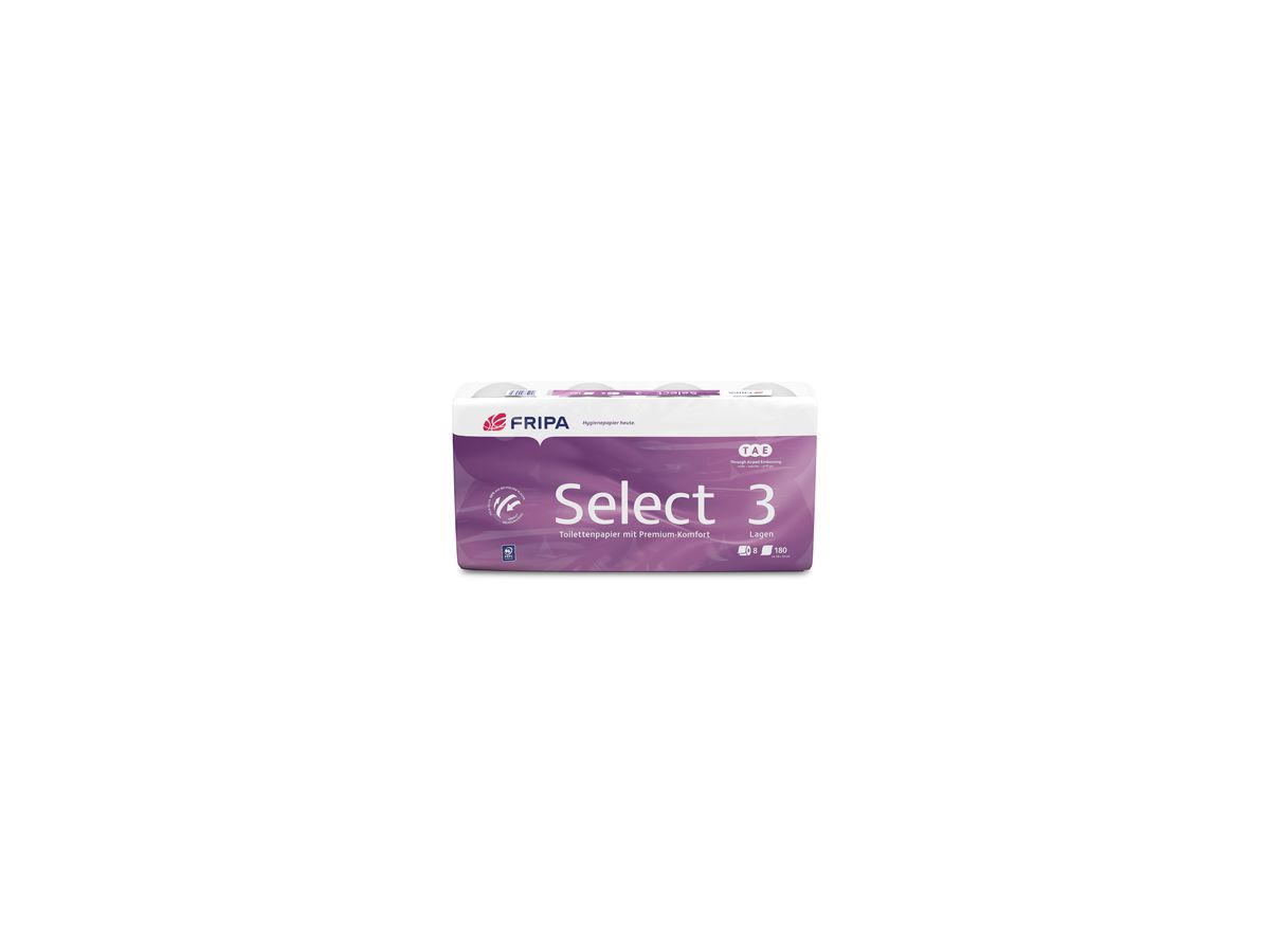 fripa Toilettenpapier Select 1030807 3-lagig weiß 8 Rl./Pack.