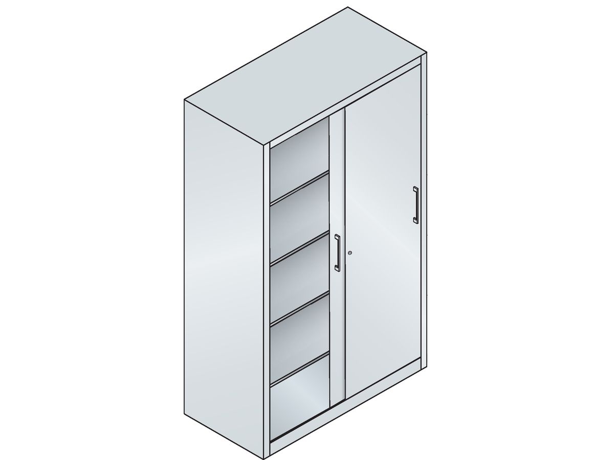 C+P Schiebetürenschrank 1950x1200x600mm, 7035, 4 Böden