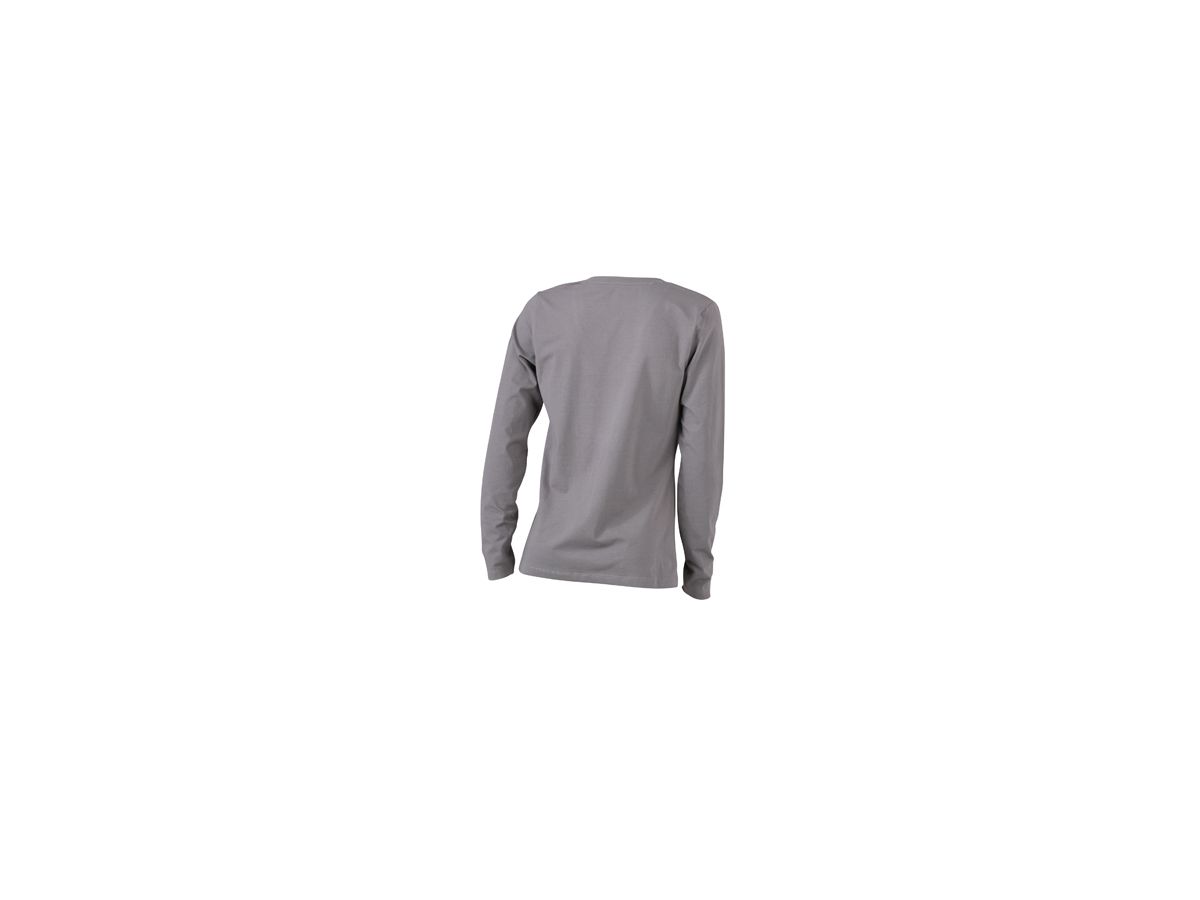 JN Ladies Stretch V-Shirt lang JN929 95%BW/5%EL, charcoal, Größe S