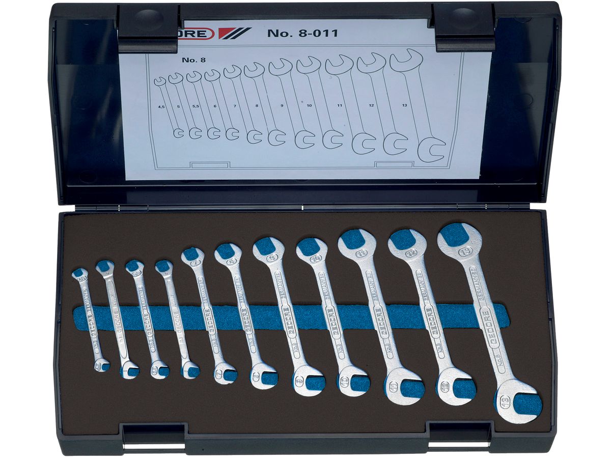 Dbl.o/end wrench set smal 11pc. 4.5-13mm Gedore