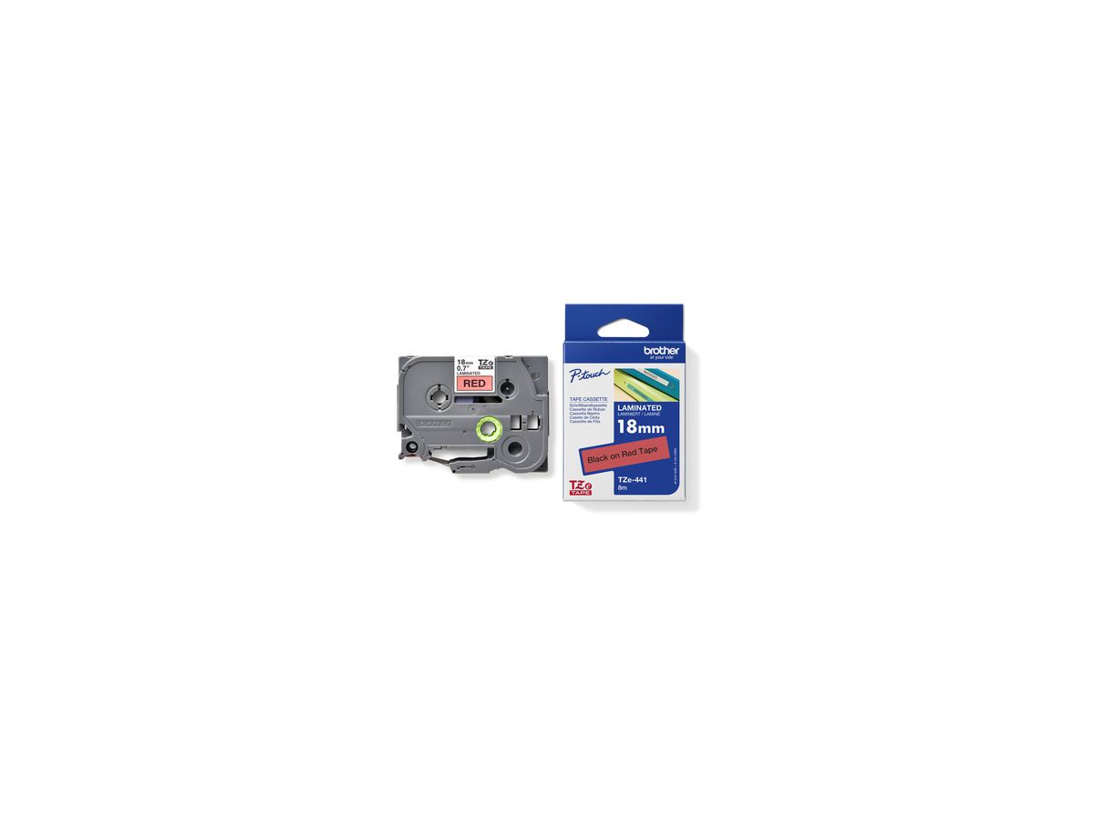 P-touch Schriftbandkassette TZE441 18mmx8m laminiert sw auf rt