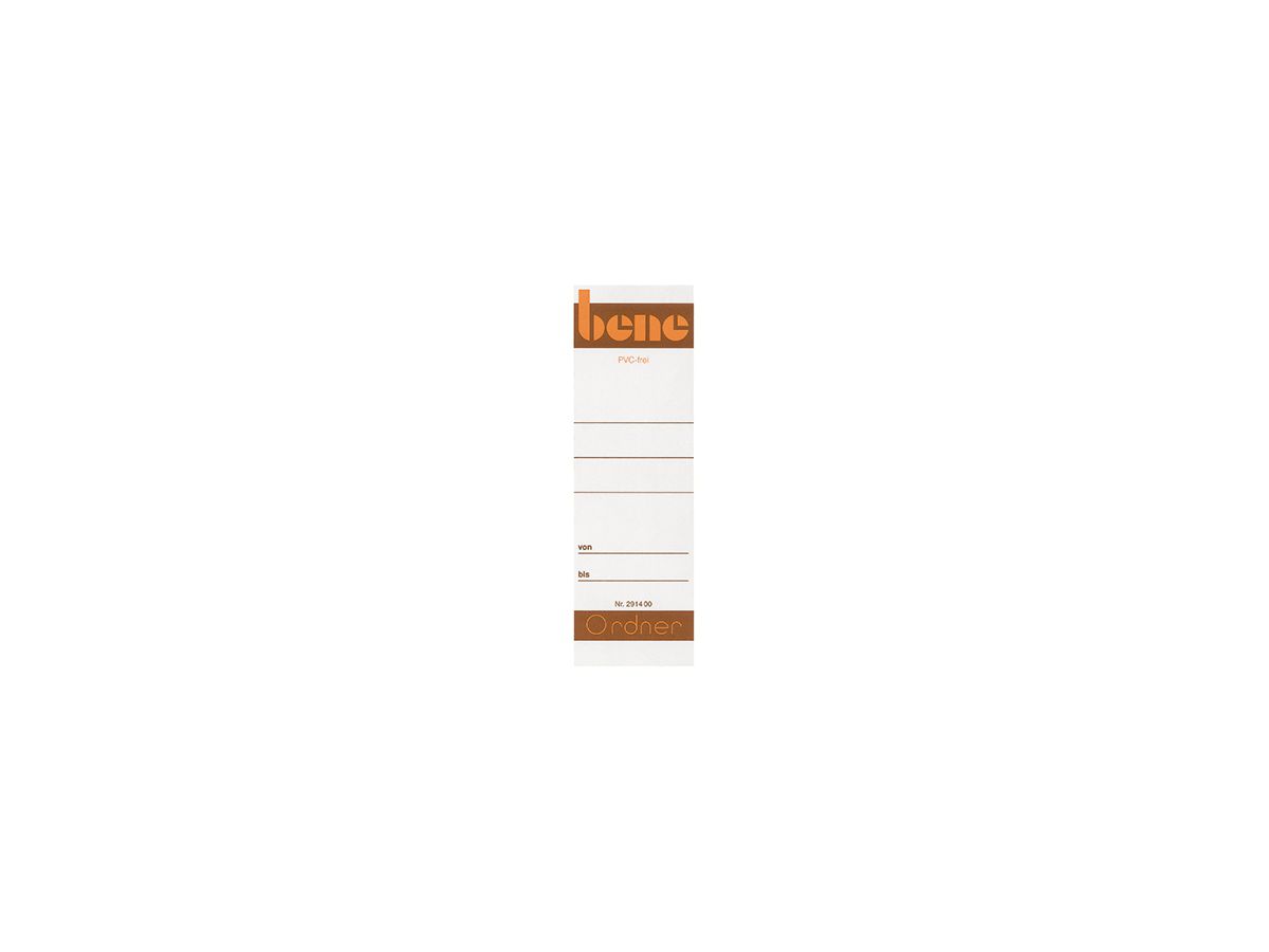 Bene Ordnerrückenschild 291460 breit/kurz Papier ws 10 St./Pack.