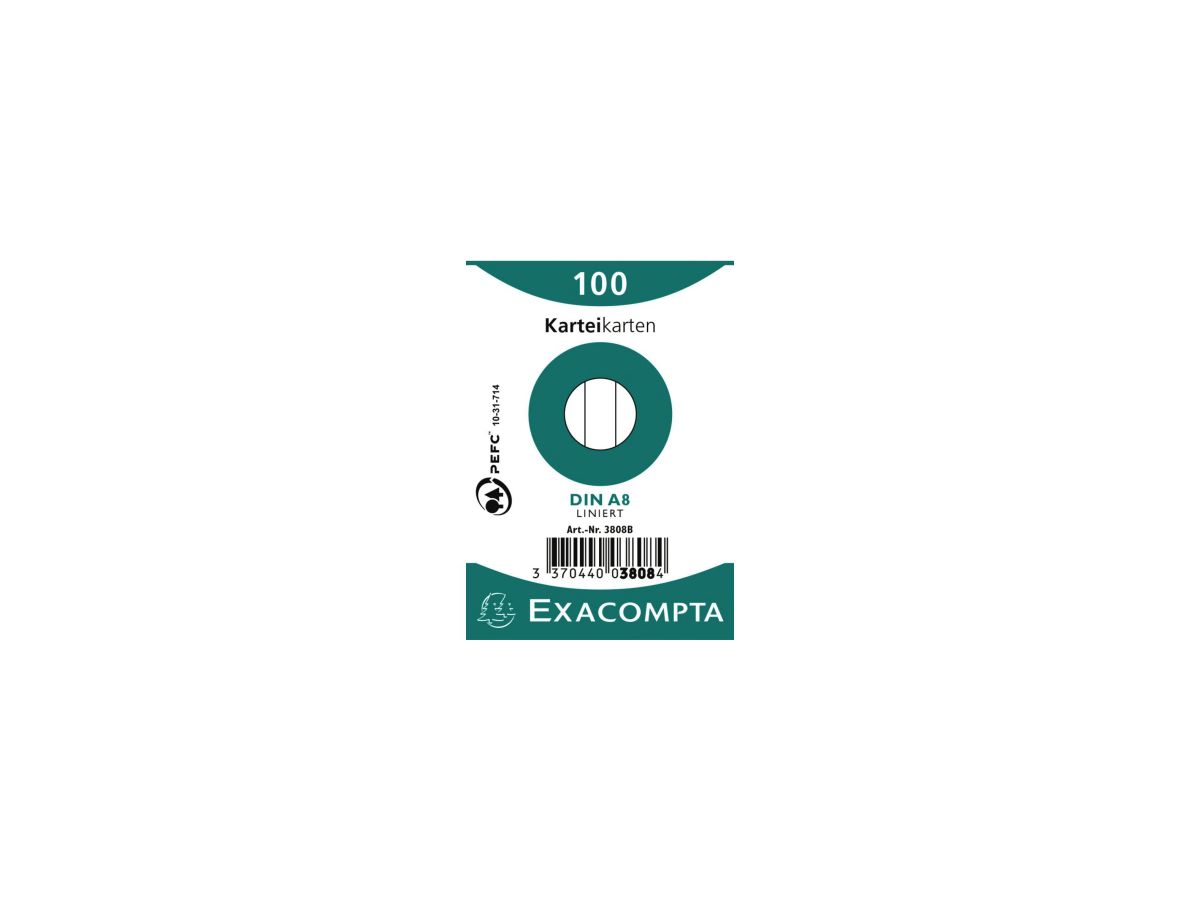 Exacompta Karteikarte 3808B DIN A8 liniert Karton weiß 100 St./Pack.