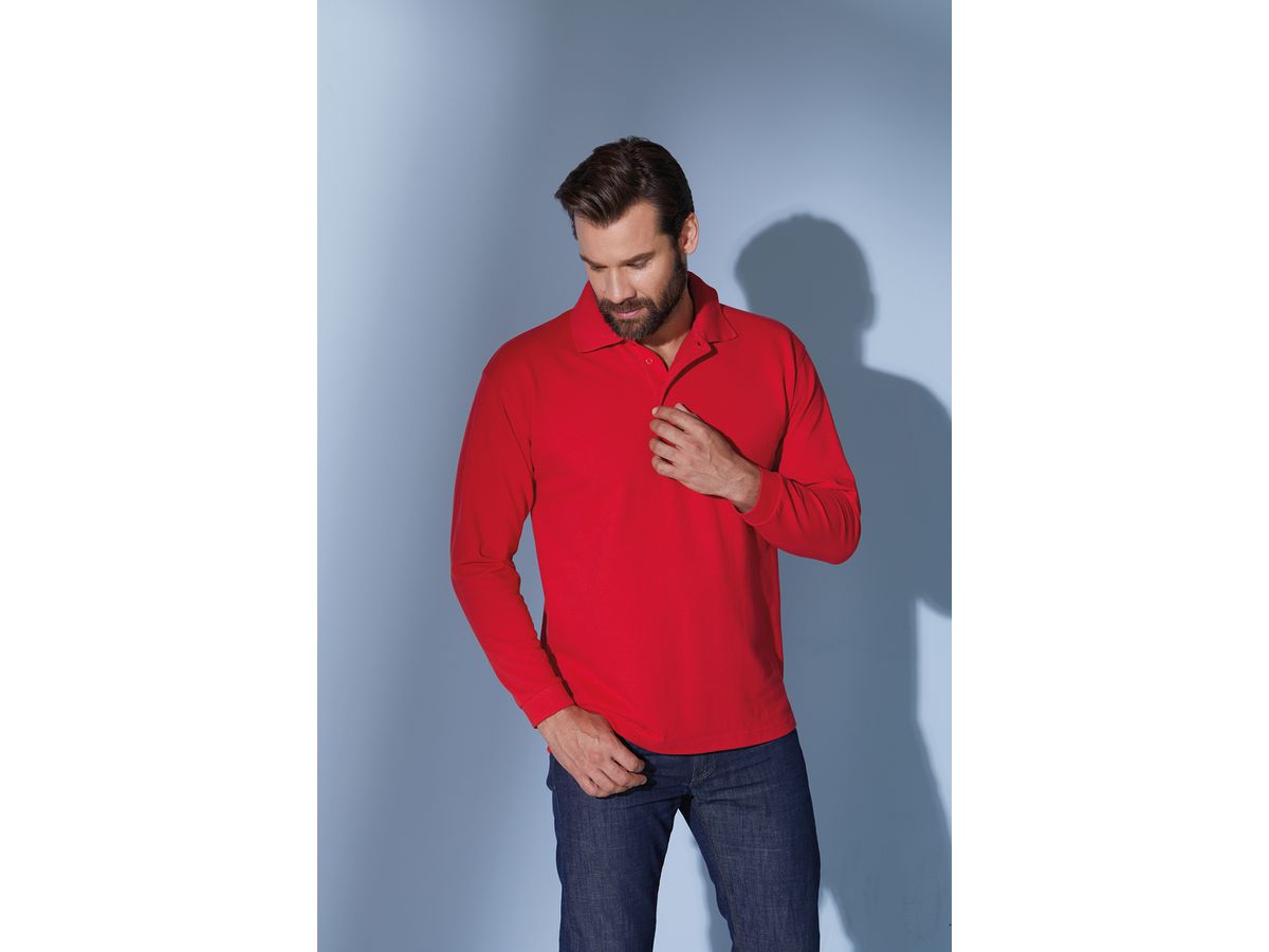 JN Polo-Piqué lang JN022 100%BW, white, Größe L
