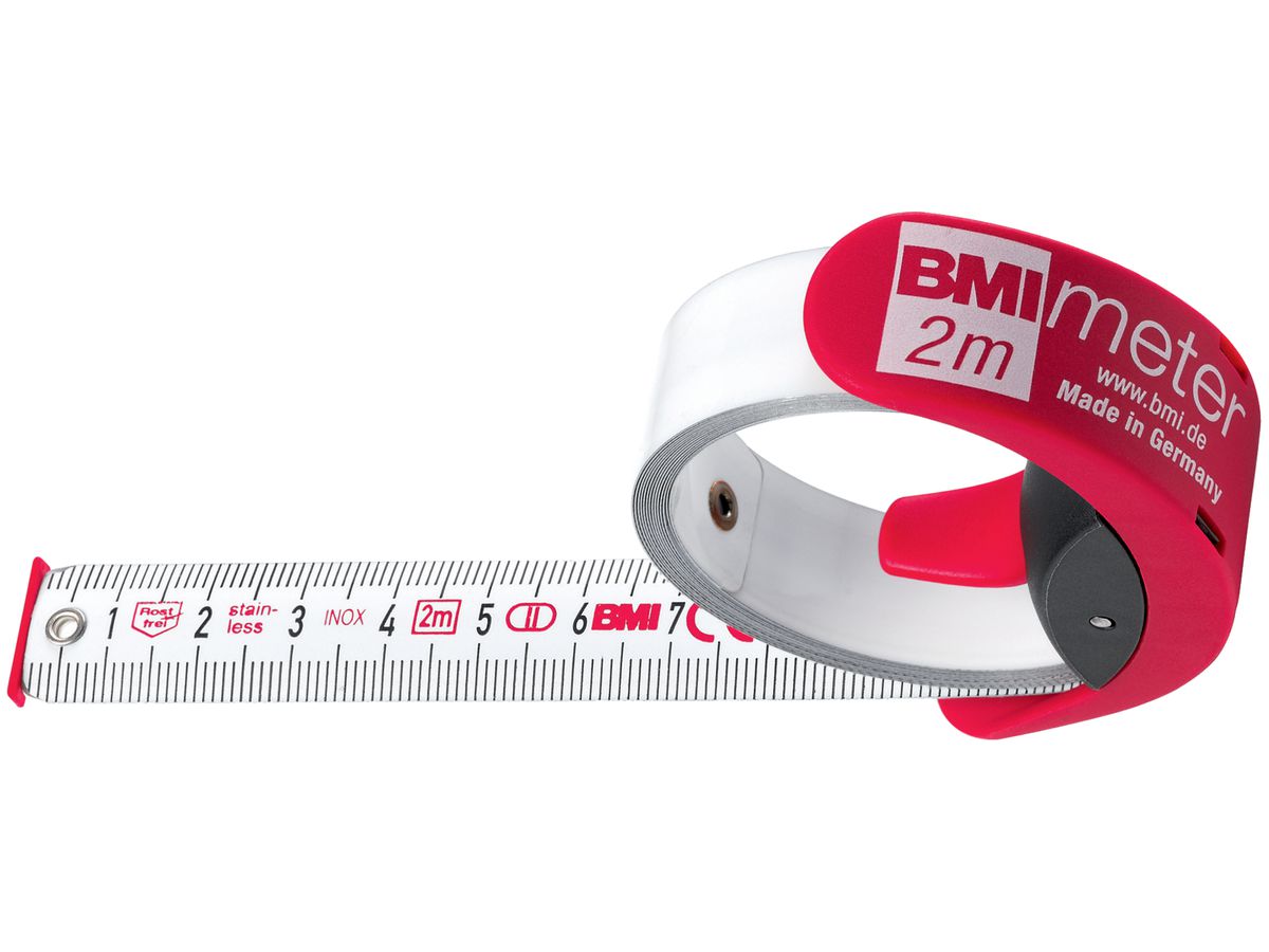 Zakrolmaat BMImeter 2mx16mm wit BMI Stopper und Gürtelclip