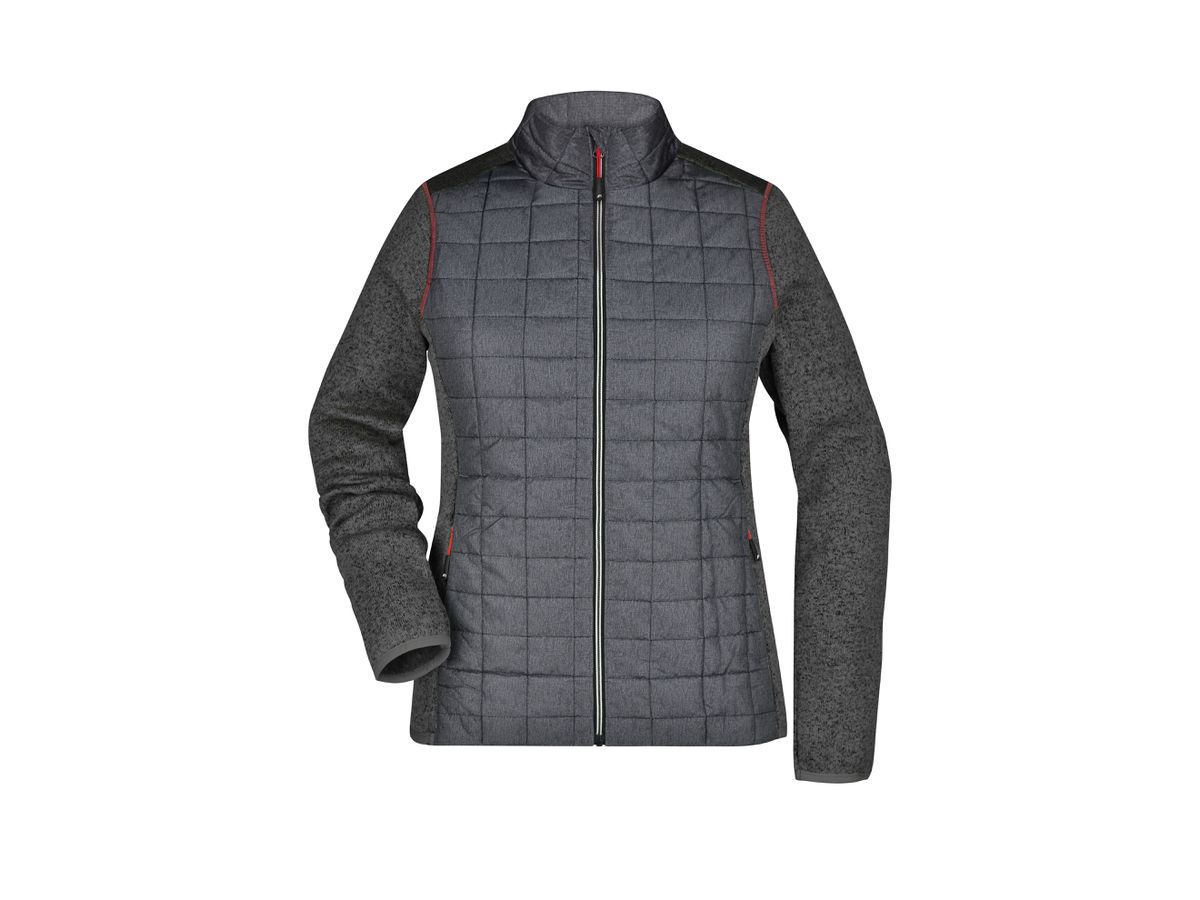 JN Ladies' Knitted Hybrid Jacket JN741 grey-melange/anthracite-melange Gr. S