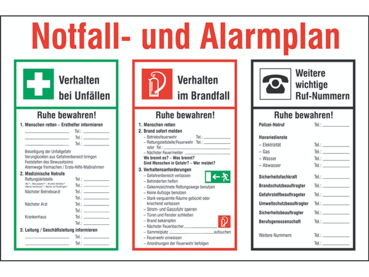 Notfall- und Alarmplan Kunststoff (PVC)