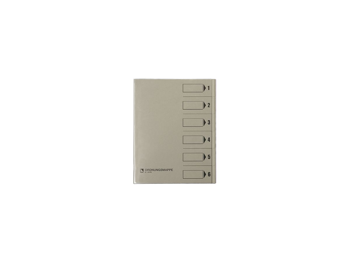 Bene Ordnungsmappe 083600GR DIN A4 6Fächer PVC grau