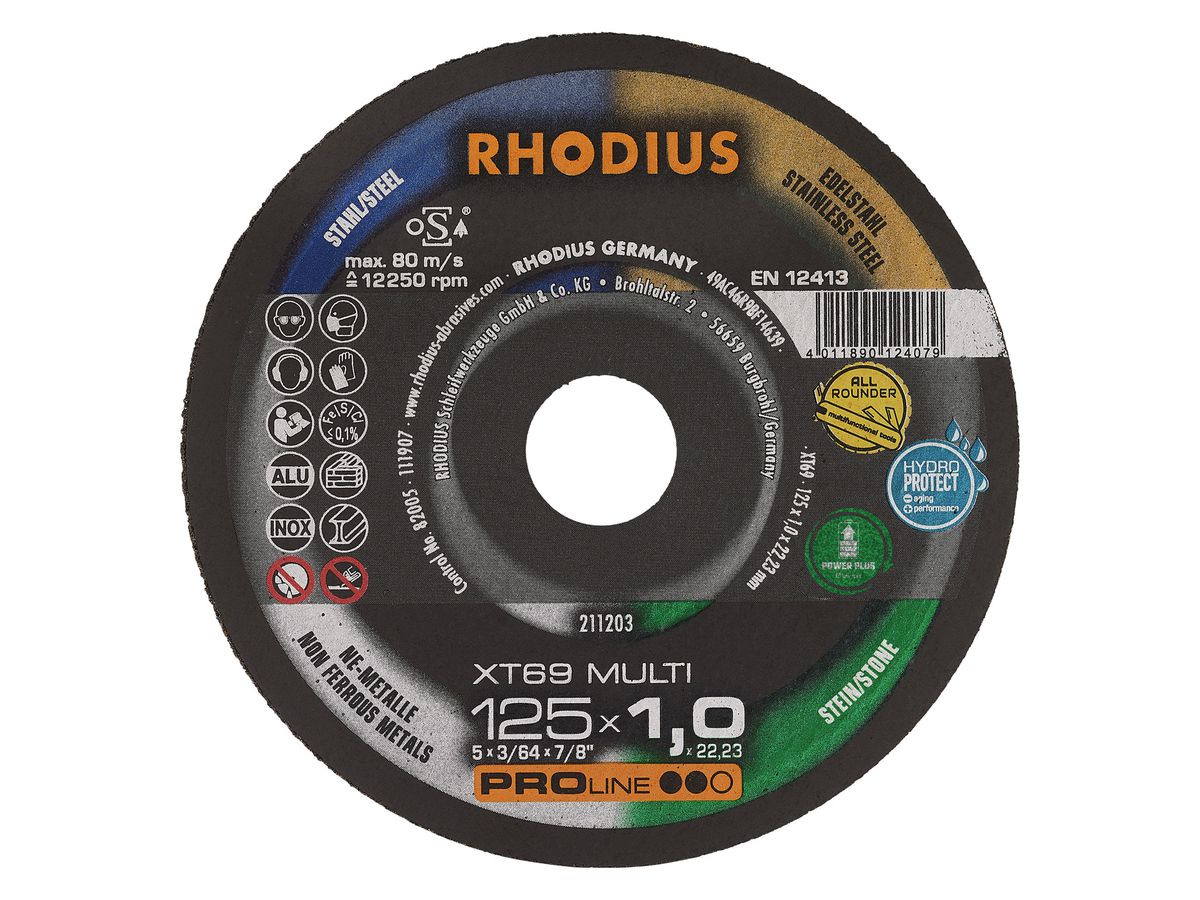 RHODIUS Trennscheibe XT69 Multi 125x1,0x22,23