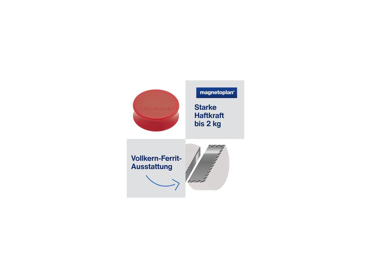 magnetoplan Magnet Ergo Large 1665006 34mm rot 10 St./Pack.