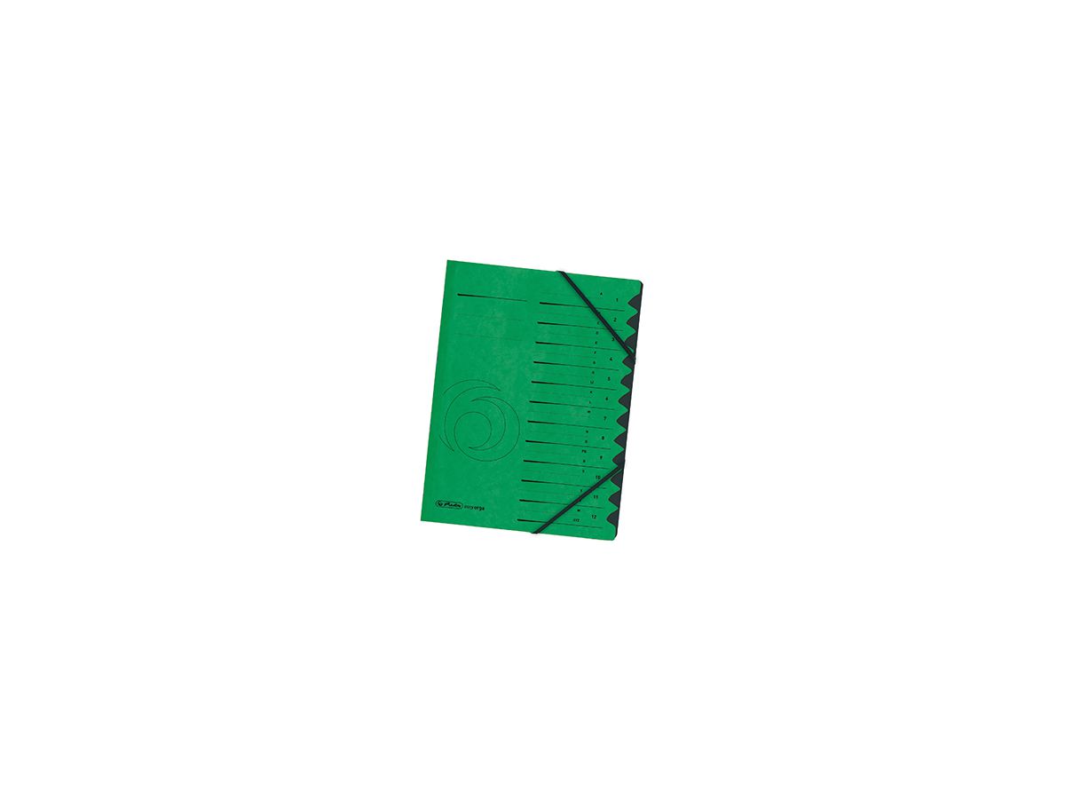 Herlitz Ordnungsmappe 10843332 DIN A4 12 Fächer Karton grün