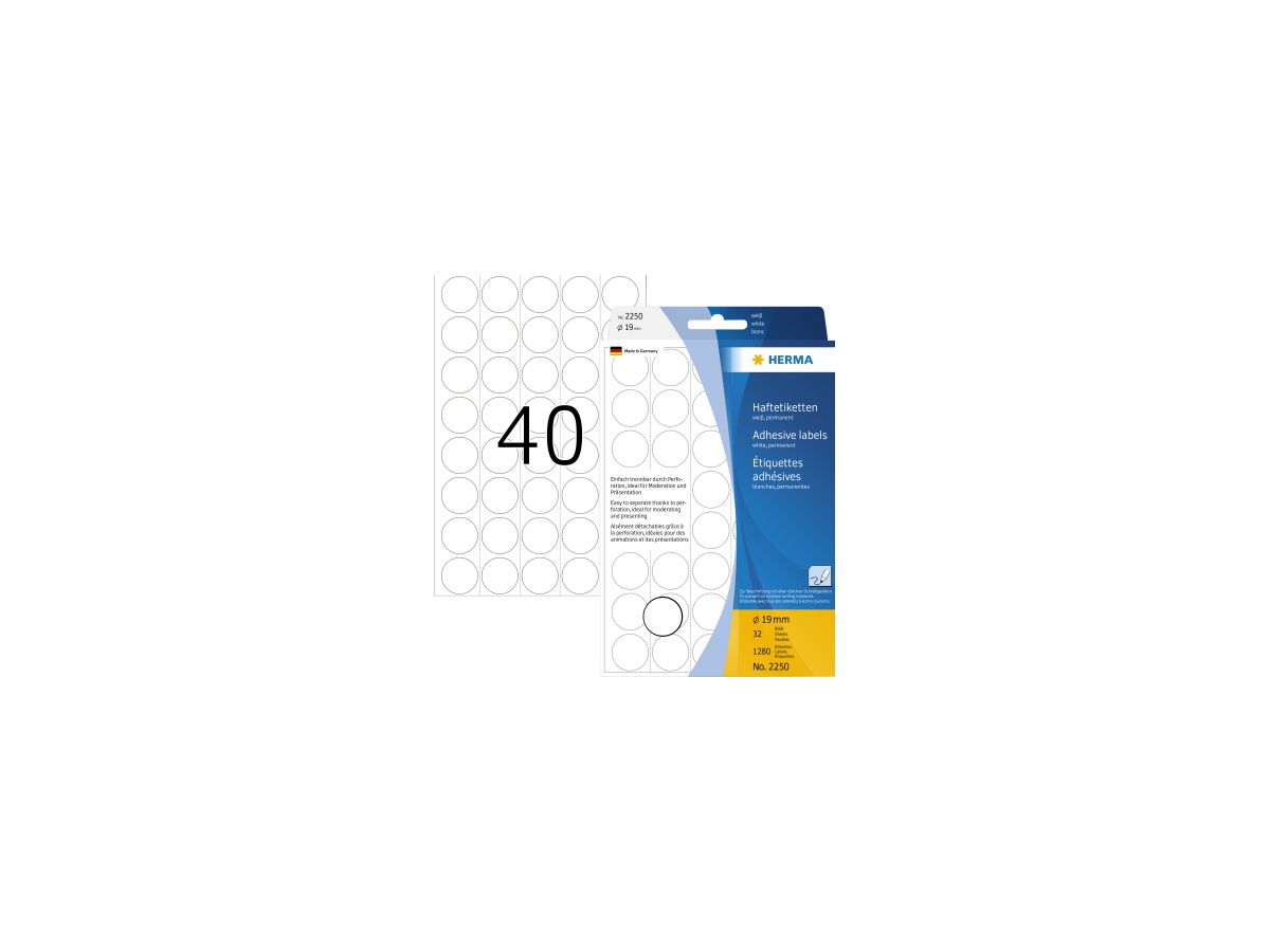 HERMA Markierungspunkt 2250 19mm Papier weiß 1.280 St./Pack.