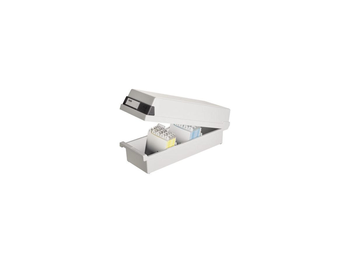 HAN Karteikasten 957-11 DIN A7 quer max. 1300Karten PS lichtgrau