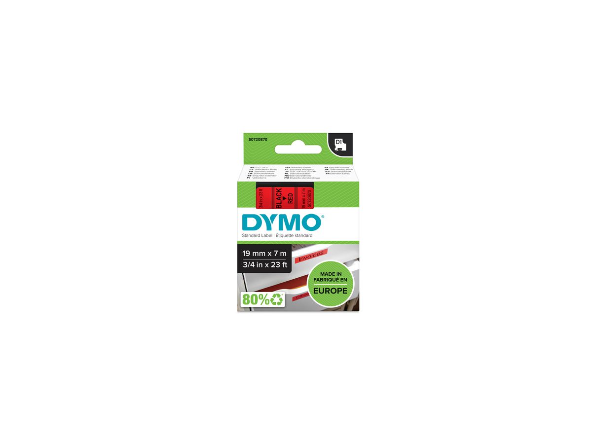 DYMO Schriftbandkassette D1 S0720870 19mmx7m sw auf rt