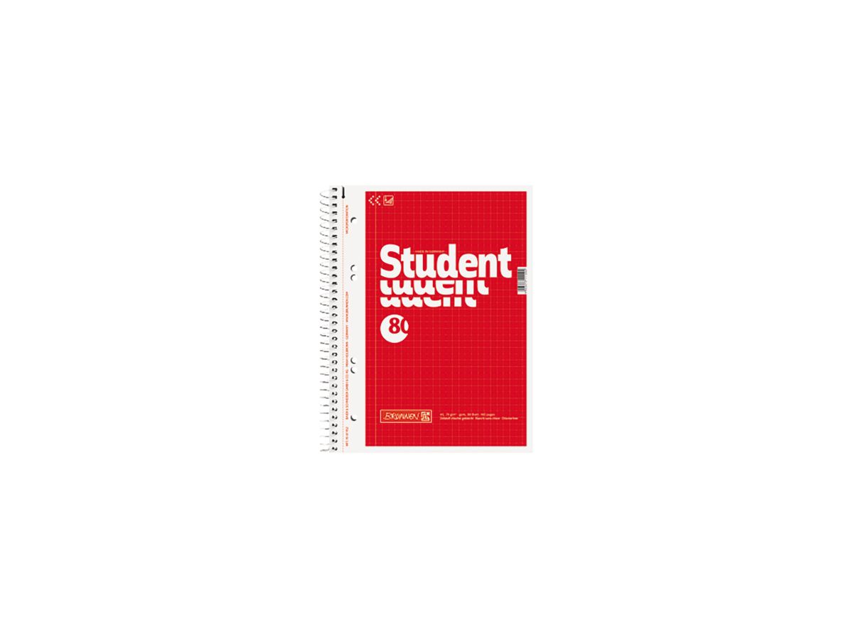 BRUNNEN Collegeblock 1067952 A5 kariert 80Bl rot