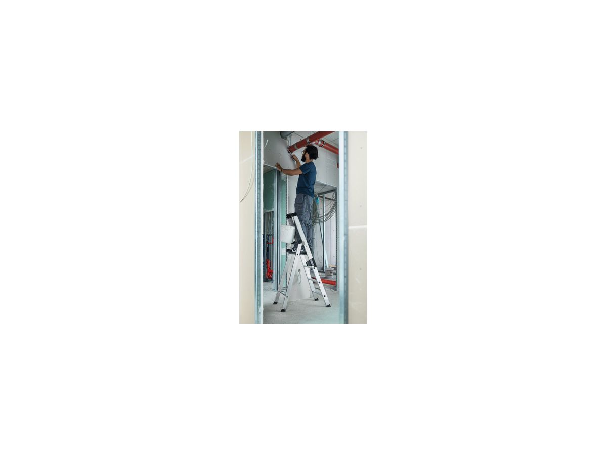 MUNK Aluminium-Stehleiter eins. begehbar, 3,00m Ah, 1x4 Stufen