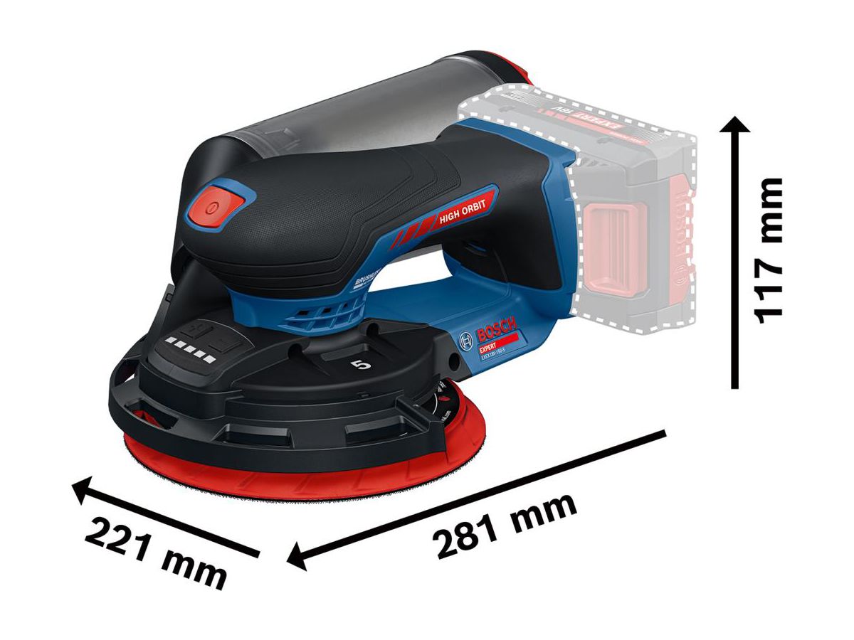 BOSCH EXPERT Akku-Exzenterschleifer EXEX18V-150-5, solo, in L-BOXX