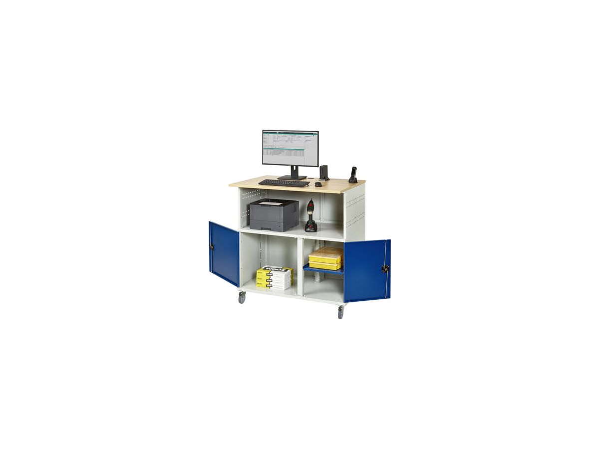 EDV-Tisch Moritz H1100 mm mobil, RAL 7035/5010