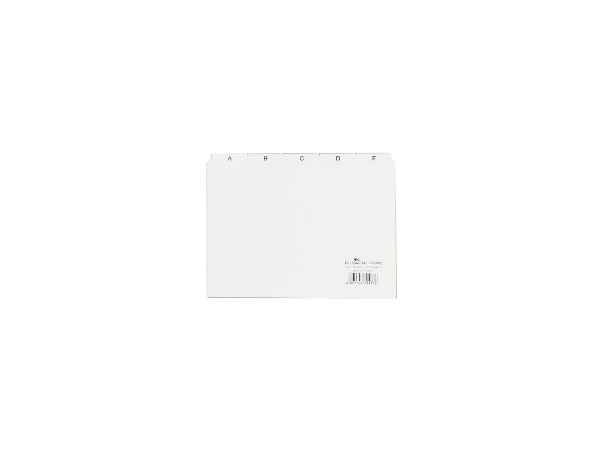 DURABLE Leitkarte 365002 DIN A5 quer A-Z Kunststoff weiß