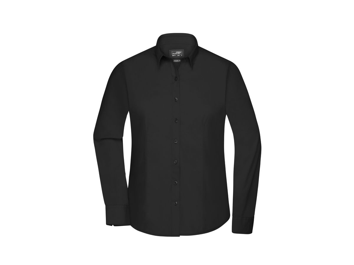 JN Ladies' Shirt Longsleeve Poplin JN677 black, Größe M
