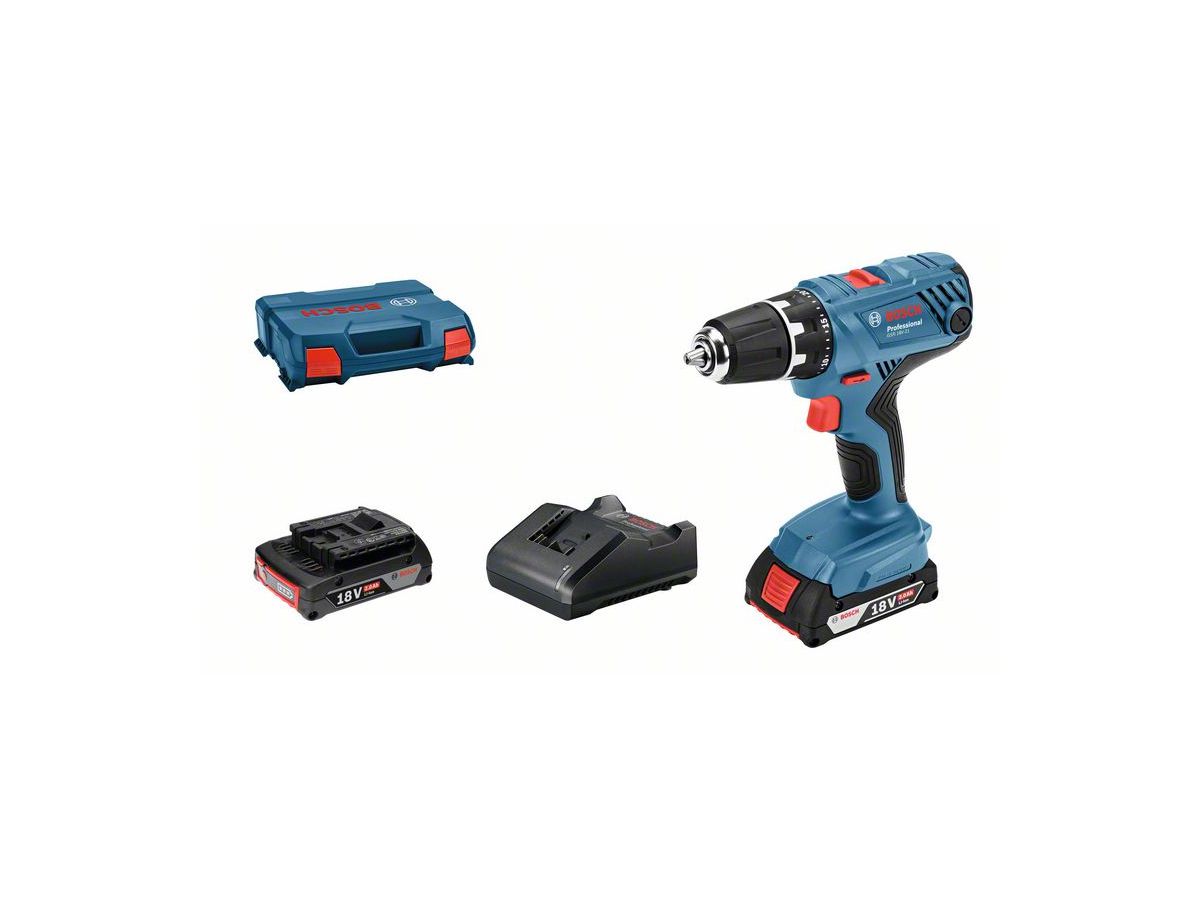 BOSCH Akku-Bohrschrauber mit L-Case GSR 18V-21, 2x2,0Ah Akkus