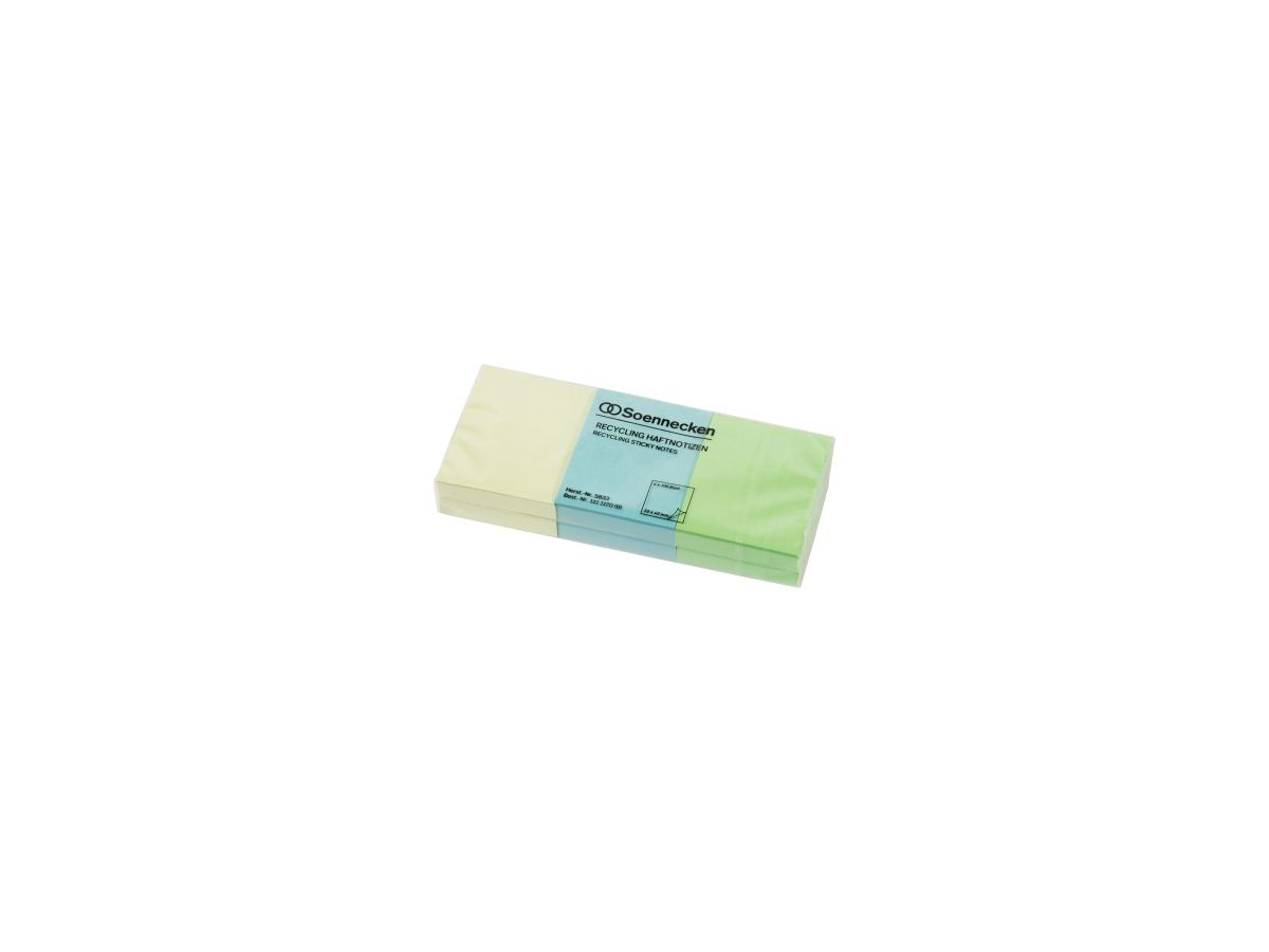 Soennecken Haftnotiz 5833 Recycling 50x40mm 100Blatt sort. 6 St./Pack.