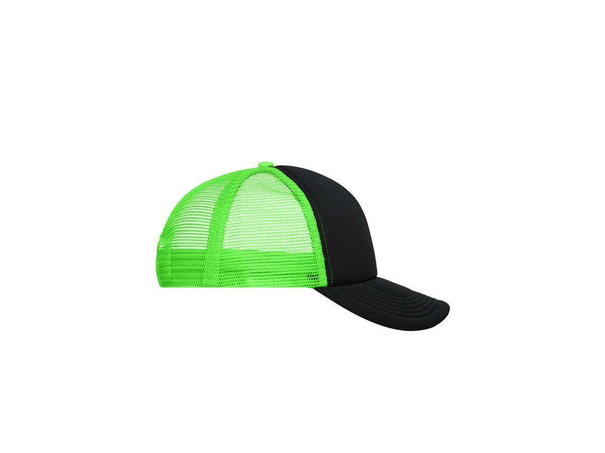 mb 5 Panel Polyester Mesh Cap MB070 black/neon-green, Größe one size