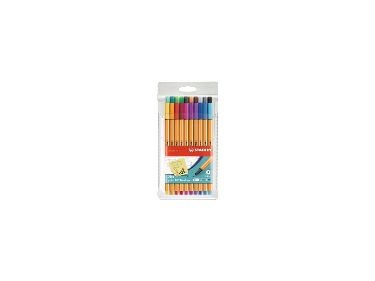STABILO Fineliner point 88 8820 0,4mm farbig sortiert 20 St./Pack.