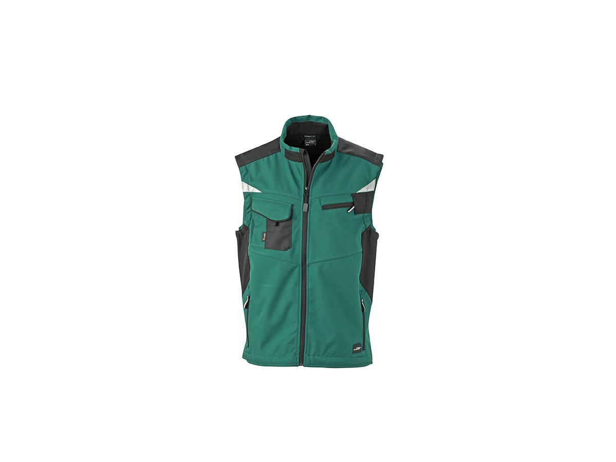 JN Workwear Softshell Vest JN845 100%PES, dark-green/black, Größe M
