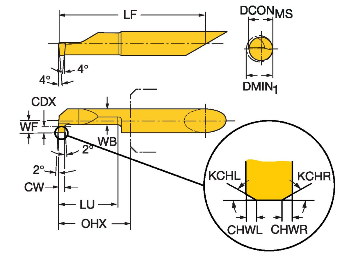 COROMANT CoroTurn XS VHM-Werkzeug zum Einstechen CXS-07G078-7215R1025