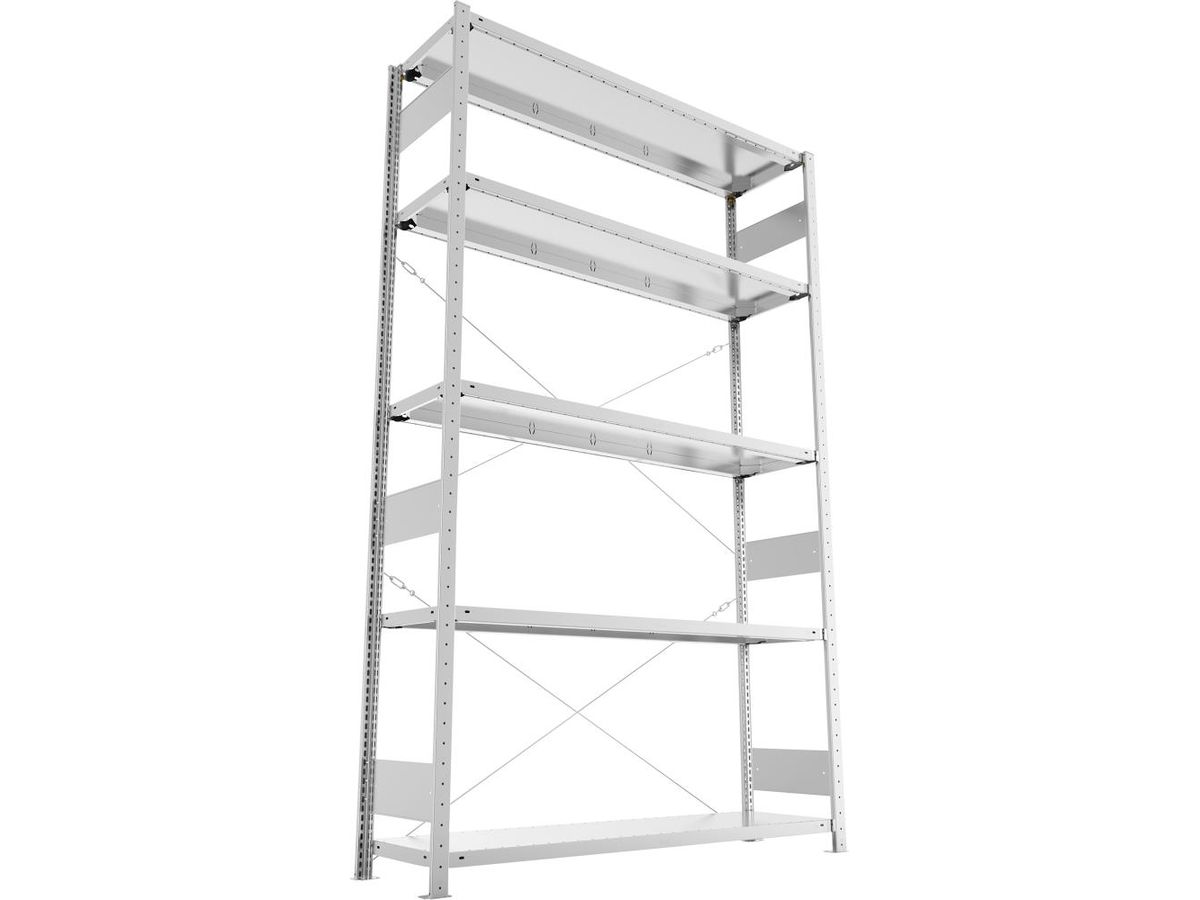META Steckregal S3 CLIP 200 Fachl. 200kg vzk Grundfeld 5 Böden B1500Xt400Xh2500mm